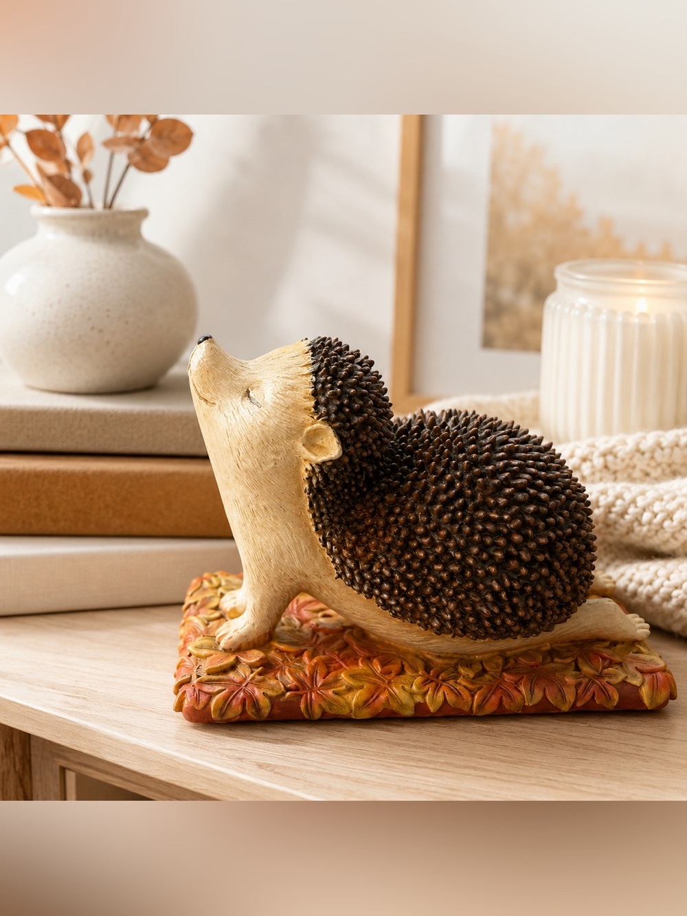 Whimsical Hedgehog Yoga Pose Fall Figurine Autumn Harvest Decor